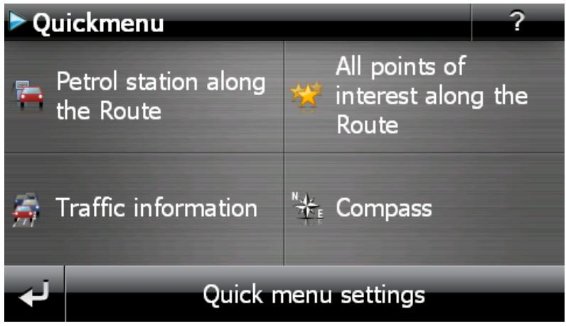 MEDION GOPAL 5.0 - Adjusting the Quick menu settings - 1