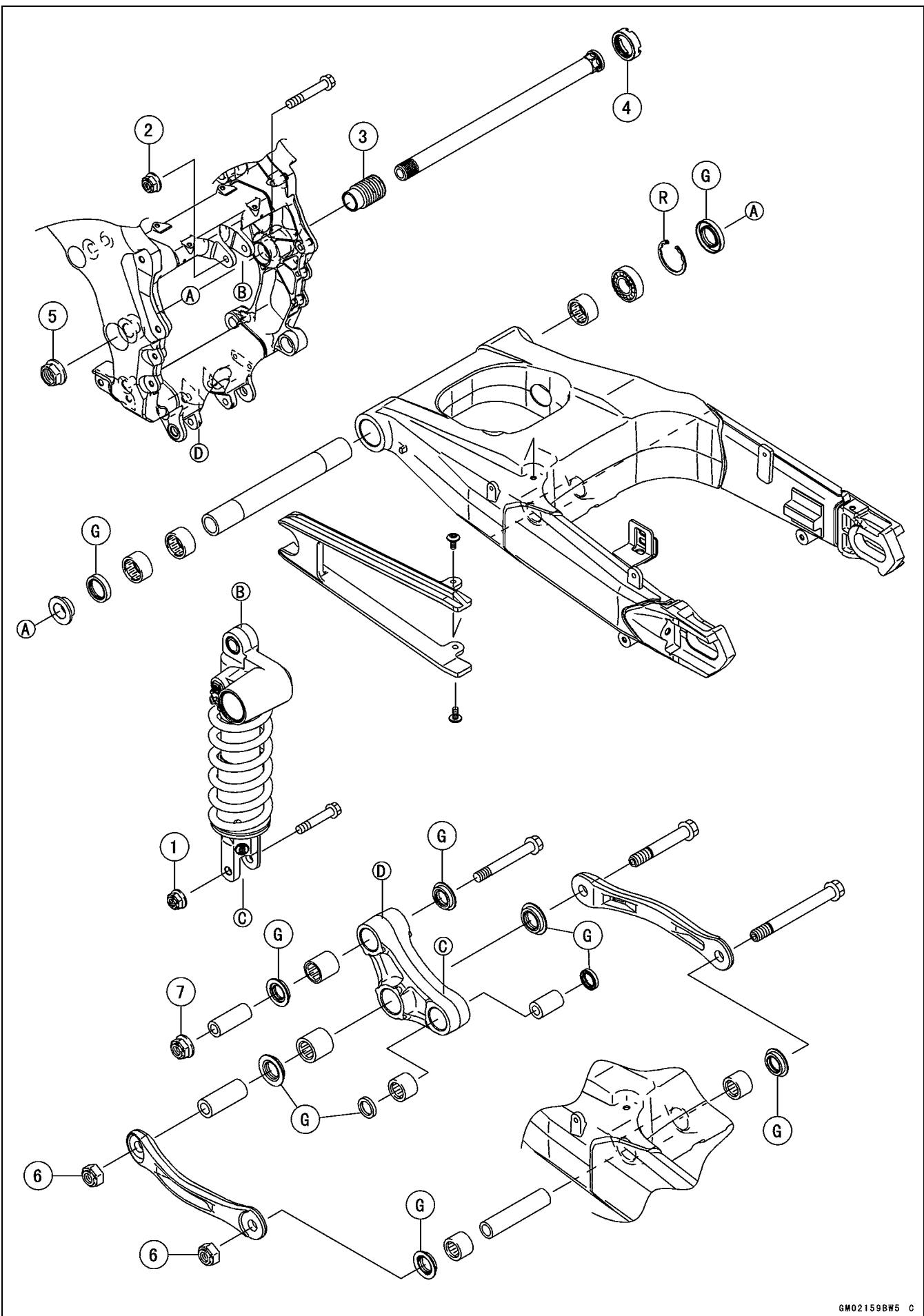Exploded view diagram of a mechanical assembly with numbered parts for identification