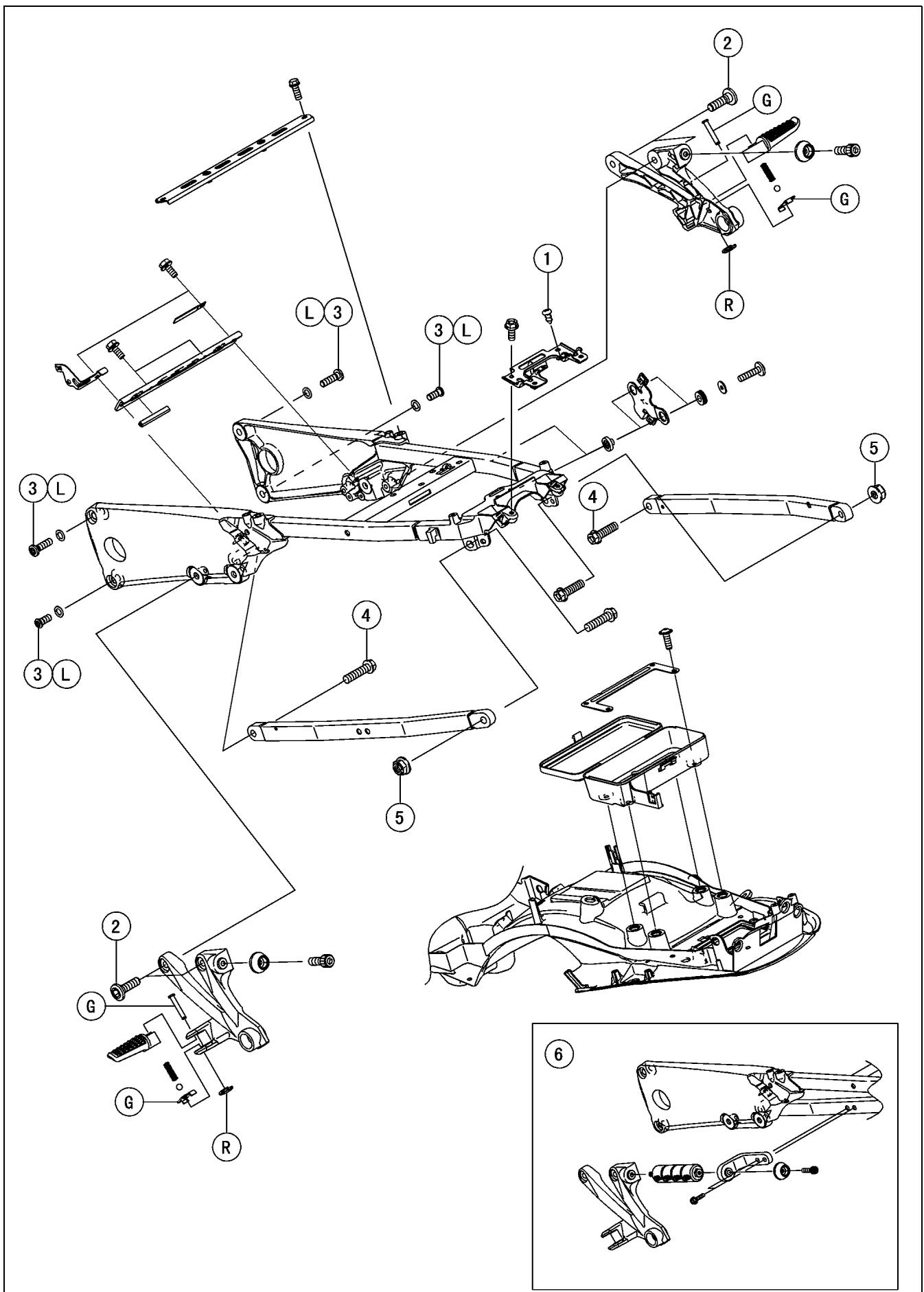 Exploded view diagram of a mechanical assembly with labeled parts and numbered annotations