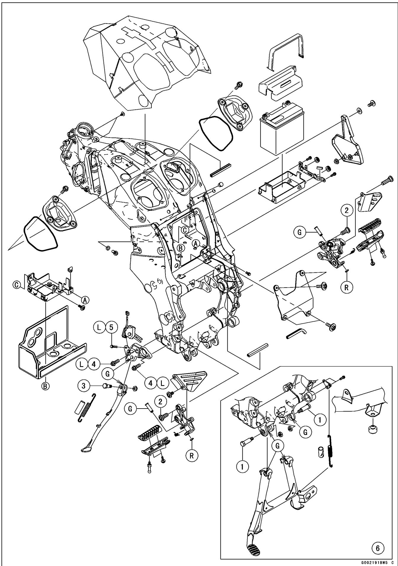 Exploded view diagram of a mechanical assembly with labeled parts and numbered annotations