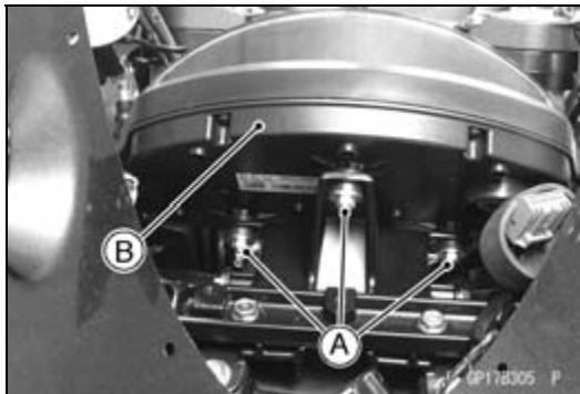Technical diagram of a mechanical assembly with labeled parts A and B, likely from an engineering or manufacturing context.
