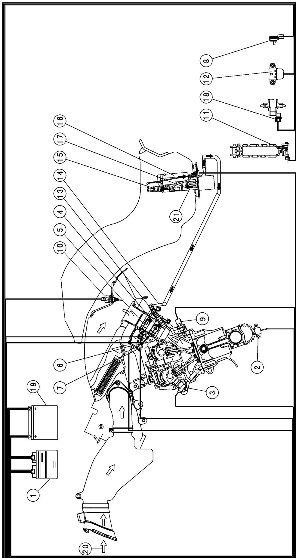 Technical schematic diagram of a mechanical device with numbered components and labeled parts in Chinese