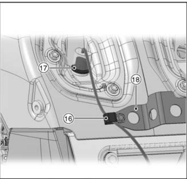 Technical diagram of a mechanical assembly with numbered components labeled 16, 17, and 18