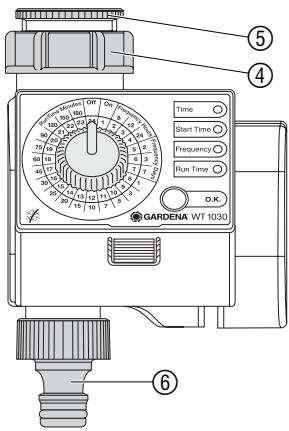 GARDENA WT 1030 - Inserting the battery: - 4