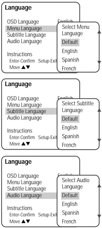 DAEWOO DF-4100 - Menu/Subtitle/Audio Language - 1
