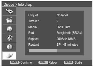 DAEWOO DRV-6802SV - Disque > info disque - 2