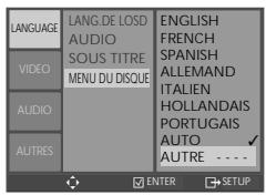 DAEWOO DVD820 - Choix de la langue des menus du disque. - 1
