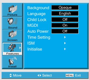 DAEWOO SP-200P - Press the “▼PR▲” Button.   Select [Features] by the - 2