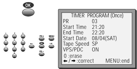 DAEWOO VCR4350 - Timer Review - changing and erasing - 4