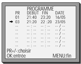 DAEWOO VQ231S - Liste des programmations - modifier ou effacer des programmations - 3