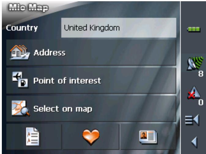 MIO MAP 2.0 - In the MAIN MENU, tap Navigation. - 1