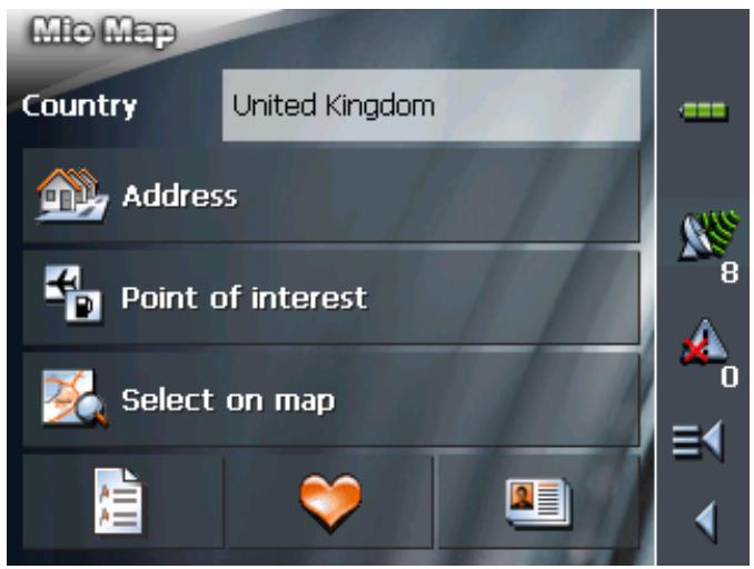MIO MAP 2.0 - In the MAIN MENU, tap Navigation. - 1