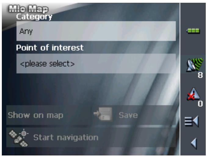 MIO MAP 2.0 - In the MAIN MENU, tap Navigation. - 4