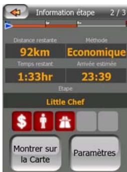 MIO A501 - Données de l'itinéraire affichées (pour la destination et les étapes) - 2