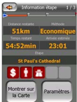MIO A501 - Données de l'itinéraire affichées (pour la destination et les étapes) - 1