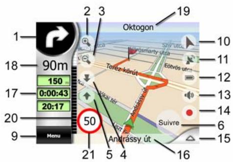 MIO A501 - Contenus de l'écran Navigation: - 2