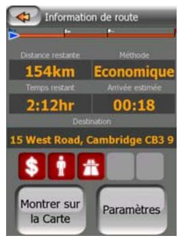 MIO A501 - Données de l'itinéraire affichées (pour la destination et les étapes) - 3