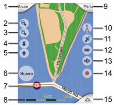 MIO A501 - Contenus de l'écran Carte: - 1