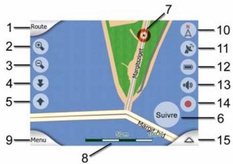 MIO A501 - Contenus de l'écran Carte: - 2