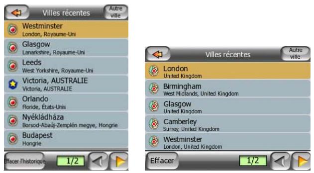 MIO A501 - Sélectionner la ville, l'État et le pays où effectuer une recherche - 1