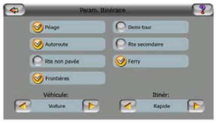 MIO C320 - Réglage des paramètres d'itinéraire - 1