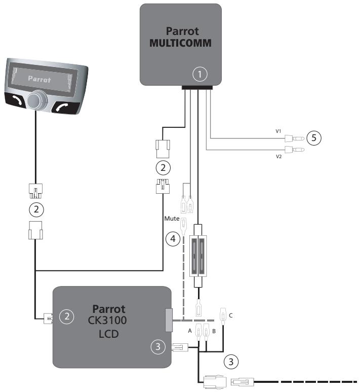 PARROT CK3100 LCD - Installation der Schnittstelle fur Lenkradsteuerungen (LRS) : - 2