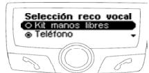 PARROT CK3500 - Selección del tipo de reconocimiento de voz - 1
