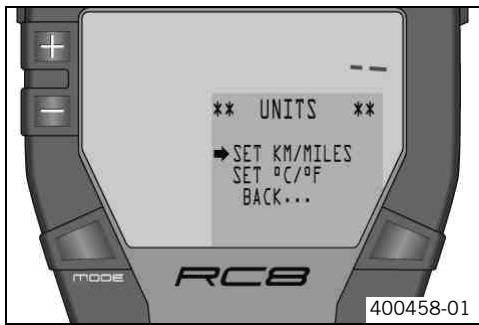 KTM 1190 RC8 - UNITS menu - 1