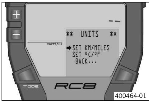 KTM 1190 RC8 - SET KM/MILES menu - 1