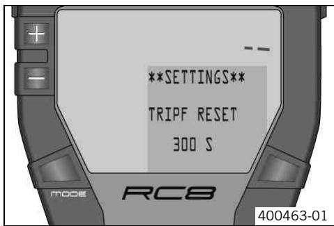 KTM 1190 RC8 - Setting the fuel reserve display TRIPF RESET - 1