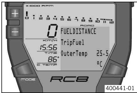 KTM 1190 RC8 - FUELDISTANCE menu - 1