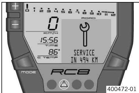 KTM 1190 RC8 - Notes/warnings on the combination instrument - 3