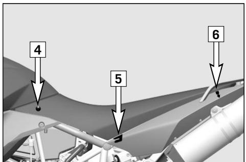 KTM 990 SUPERMOTO T - Seat lock, removing the seat - 1