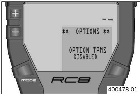 KTM 1190 RC8 JP - Menu Contrôle de la pression des pneus TPMS - 1