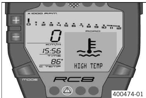 KTM 1190 RC8 JP - Remarques / messages d'advertisement sur le tableau de bord - 4