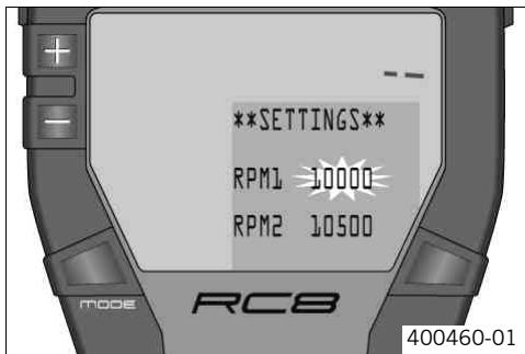 KTM 1190 RC8 R AUS - SHIFT RPMS menu - 1
