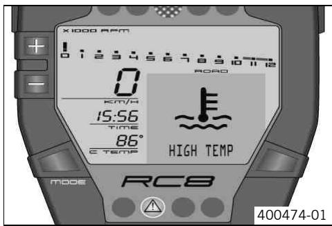 KTM 1190 RC8 R AUS - Notes/warnings on the combination instrument - 4