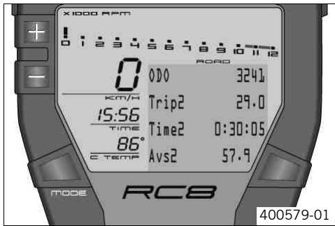 KTM 1190 RC8 R AUS - Odometer menu ODO/Trip 2 - 1
