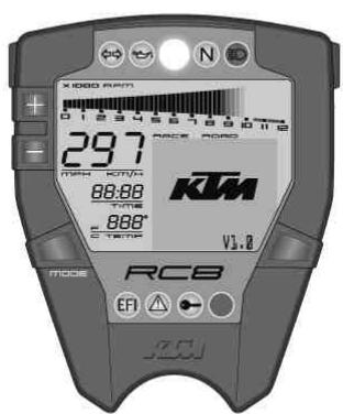 KTM 1190 RC8 R AUS - Combination instrument - activation and test - 1