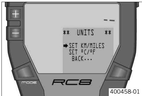 KTM 1190 RC8 R AUS - UNITS menu - 1