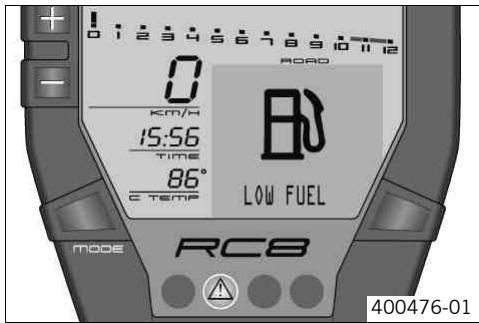 KTM 1190 RC8 R AUS - Notes/warnings on the combination instrument - 1