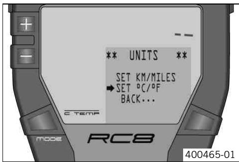KTM 1190 RC8 R EU - Setting the temperature unit SET ^ C / ^ F - 1