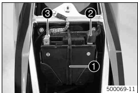 KTM 250 XC-F USA - Installing the battery (EXC-F, EXC-F SIX DAYS, XCF-W, XC-F) - 1