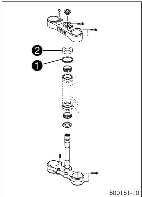 KTM 250 XC-F USA - Installing the lower triple clamp (EXC-F EU, EXC-F AUS, XCF-W ZA) - 1