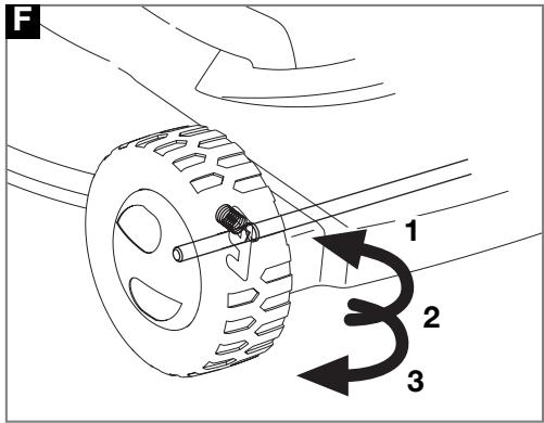 FLYMO R330 - Cutting Height Adjustment (E) & (F) - 2