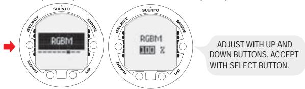 SUUNTO COBRA 2 - Setting the RGBM values - 1