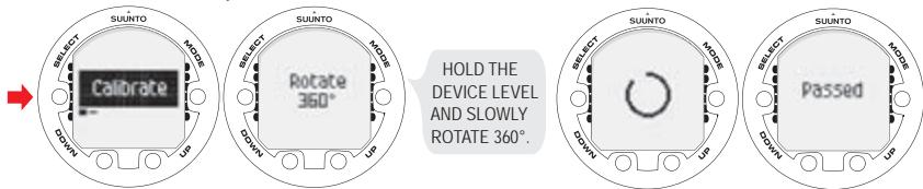 SUUNTO COBRA 2 - To calibrate the compass: - 1