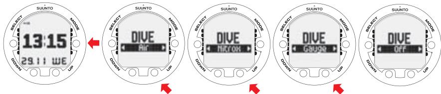 SUUNTO COBRA 2 - Accessing DIVE mode - 1