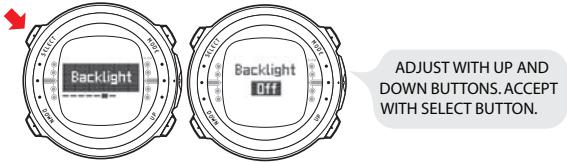 SUUNTO D4 - Setting the backlight - 1