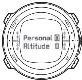SUUNTO D4 - Setting the personal/altitude adjustments - 2